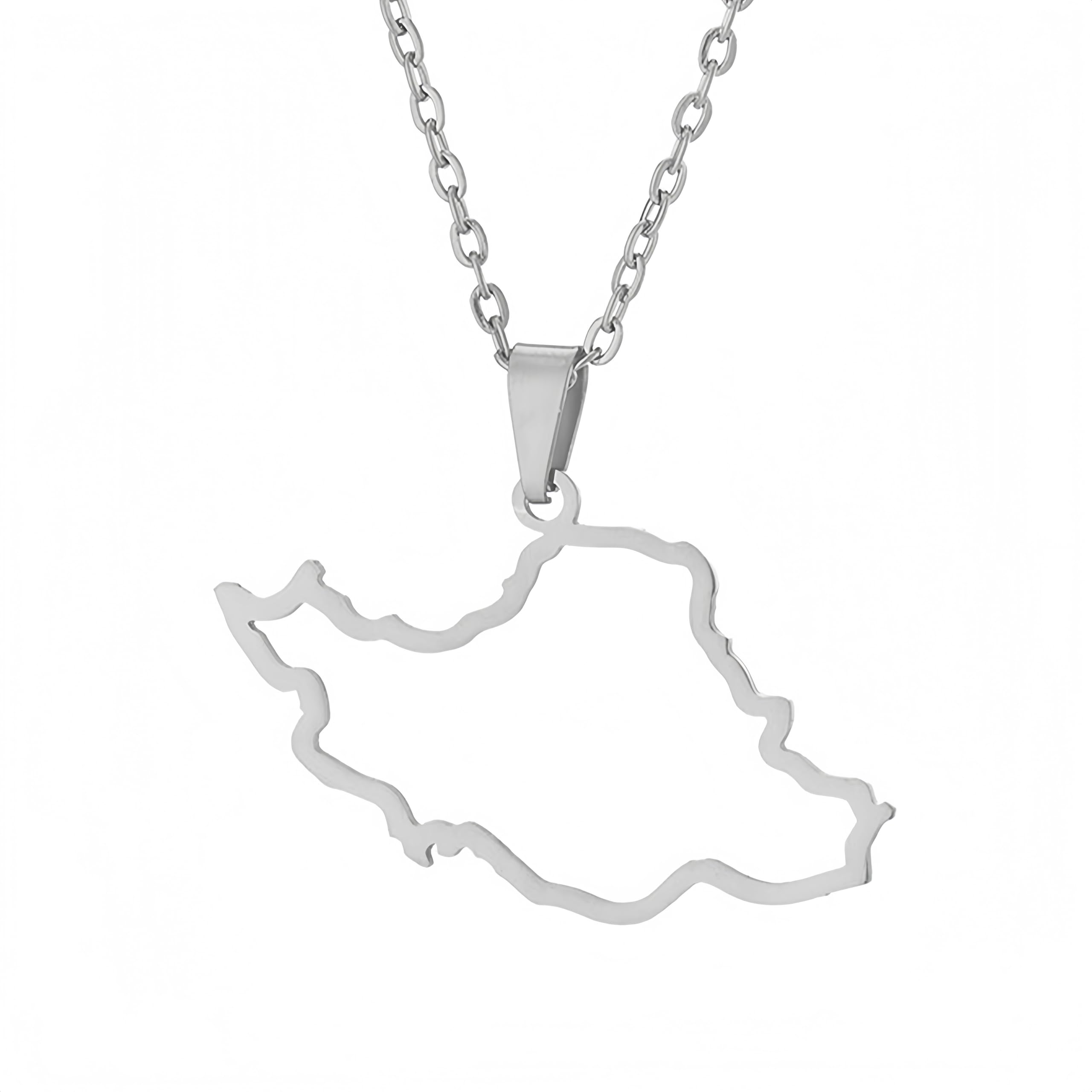 Iran Map Fashion Flag Pendant Gold-Toned Stainless Steel Jewelry Patriotic Peace Jewelry Gift Party Gift Map of Iran for Men