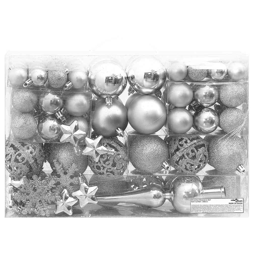Set di 111 palline di Natale in polistirolo argentato, palline di Natale, palline decorative per albero di Natale, decorazioni natalizie
