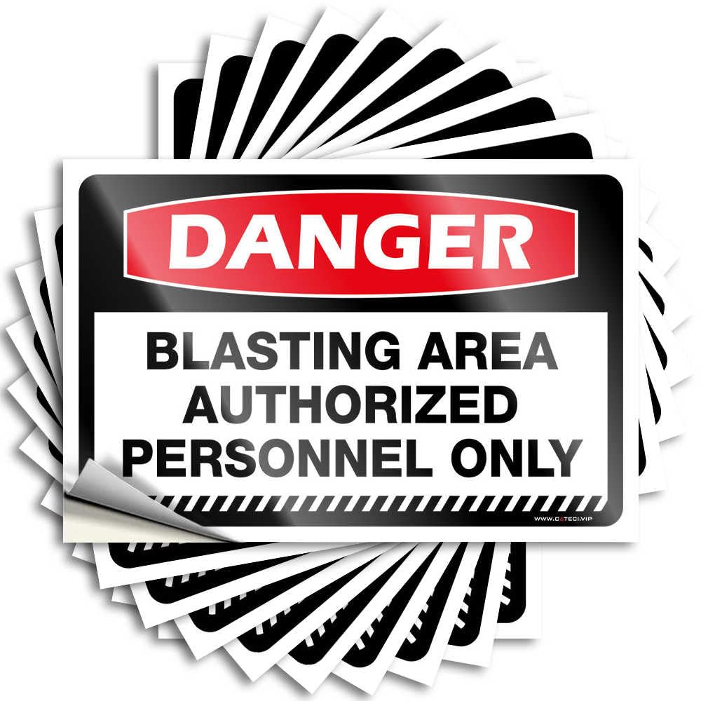 Decals Outdoor Bar Self-Adhesive & Fun for Adult Laminated - Danger Blasting Area Authorized Personnel Only Blank Bumper | Signs Man Cave(6X9CM-10Pcs)
