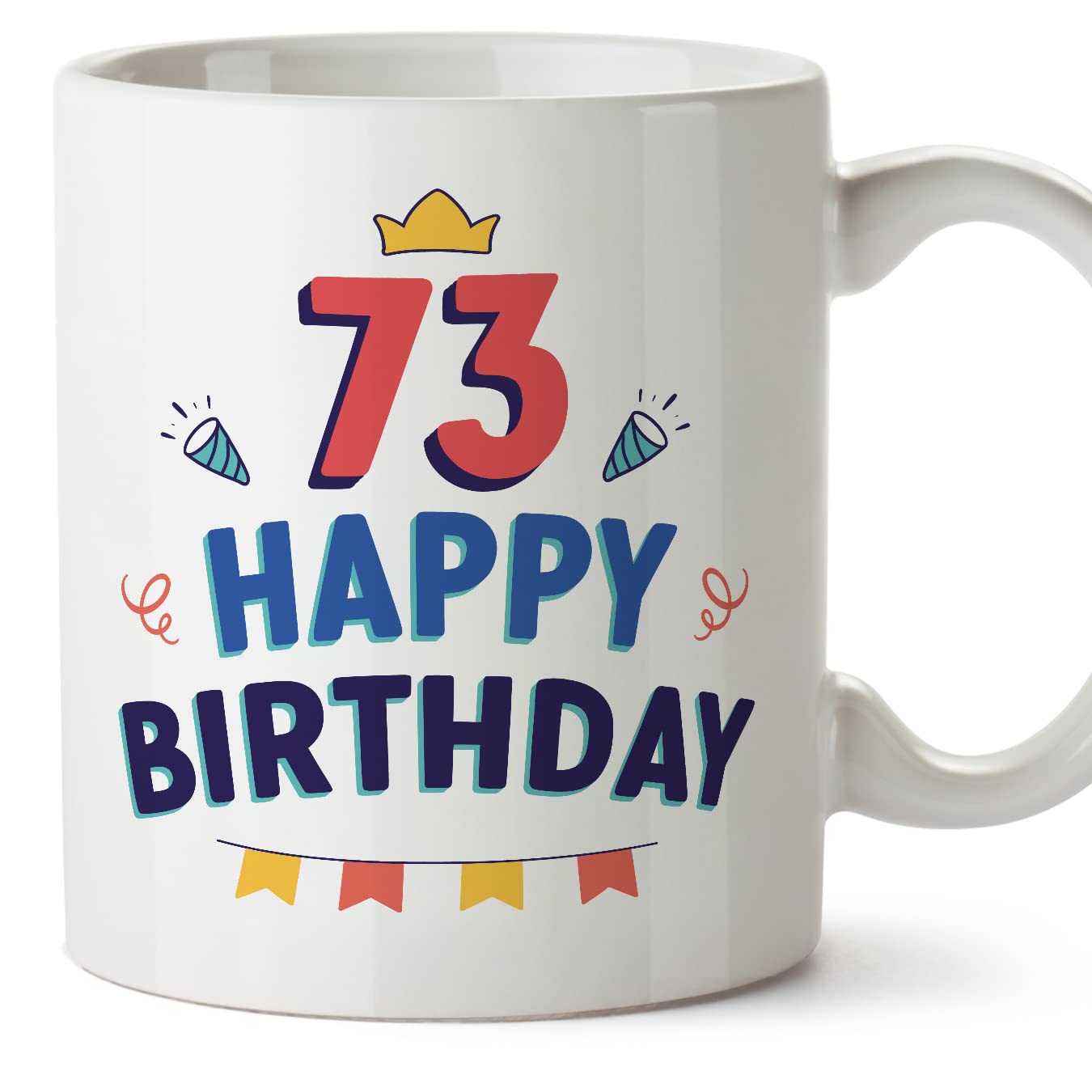 MUGFFINS 73 Birthday Mug - in English - Happy Birthday! - Funny Anniversary Present - 11 oz