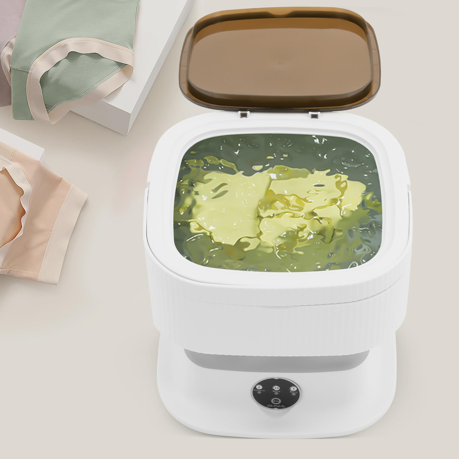 Mini lavatrice pieghevole portatile, 10 l, piccola lavatrice, campeggio, con tubo di scarico e scolapiatti, 40 W, semiautomatica, per asciugamani da bagno, biancheria intima, vestiti per bambini