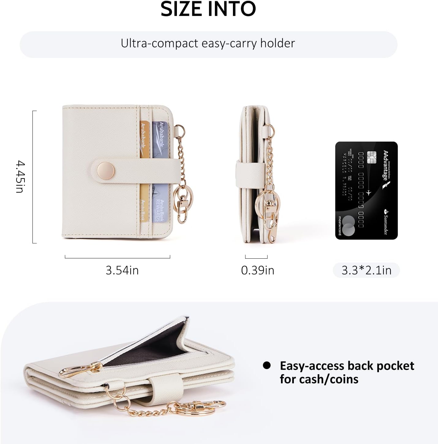 POIUGOYA Slim Wallet for Women,RFID Blocking Bifold Credit Card Holder with Zipper Coin Pocket,ID Window,Keychain - Image 4