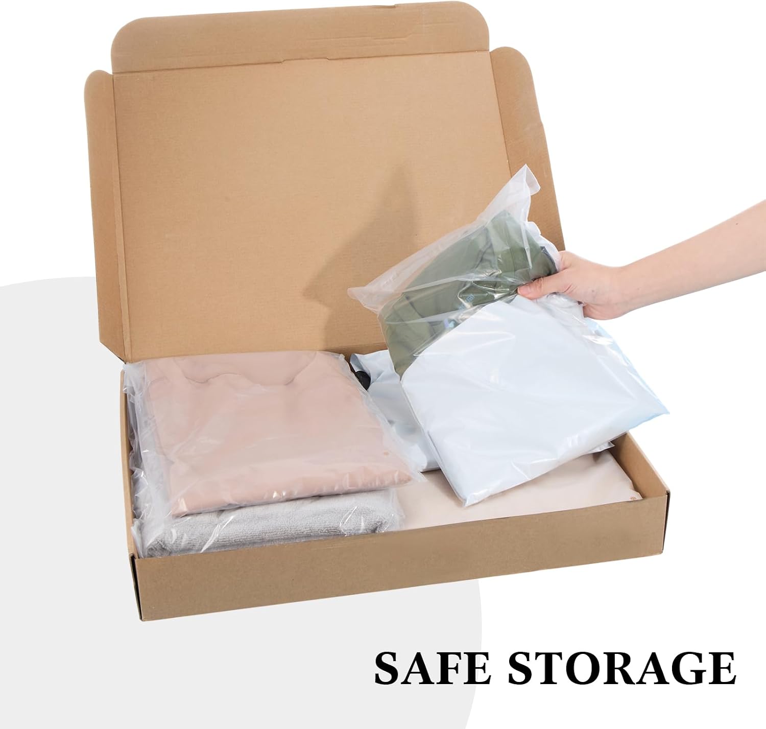 Outus 50 Pcs Mailers with 50 Pcs Poly Clothes Packaging Bags 4 Sizes Self Adhesive Shipping Mailers Frosted Plastic Bags for Clothing Small Business Flexible Mailing(Self Adhesive,Multiple Size)