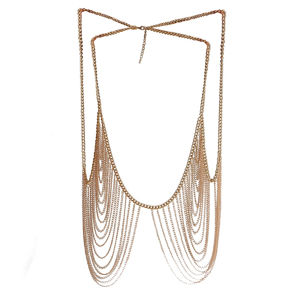 Golden Alloy Multi-layer Tassel Shoulder Chains Beach Jewellery for Women-image-26