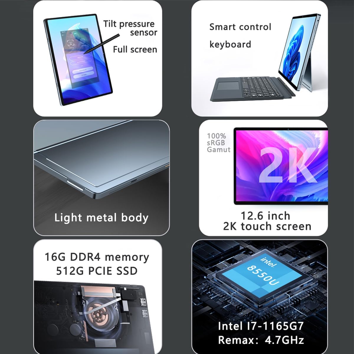 KUU 2 in 1 Notebook, i7-1165G7 16GB RAM 512GB SSD PC Portatile, 12.6 pollici 2160x1440 IPS Touch Screen Laptop, Windows 11 Alloggiamento in Metallo Tastiera Magnetica Rimovibile e Penna Tablet PC KUU 2 in 1 Notebook, i7-1165G7 16GB RAM 512GB SSD PC Portatile, 12.6 pollici 2160x1440 IPS Touch Screen Laptop, Windows 11 Alloggiamento in Metallo Tastiera Magnetica Rimovibile e Penna Tablet PC