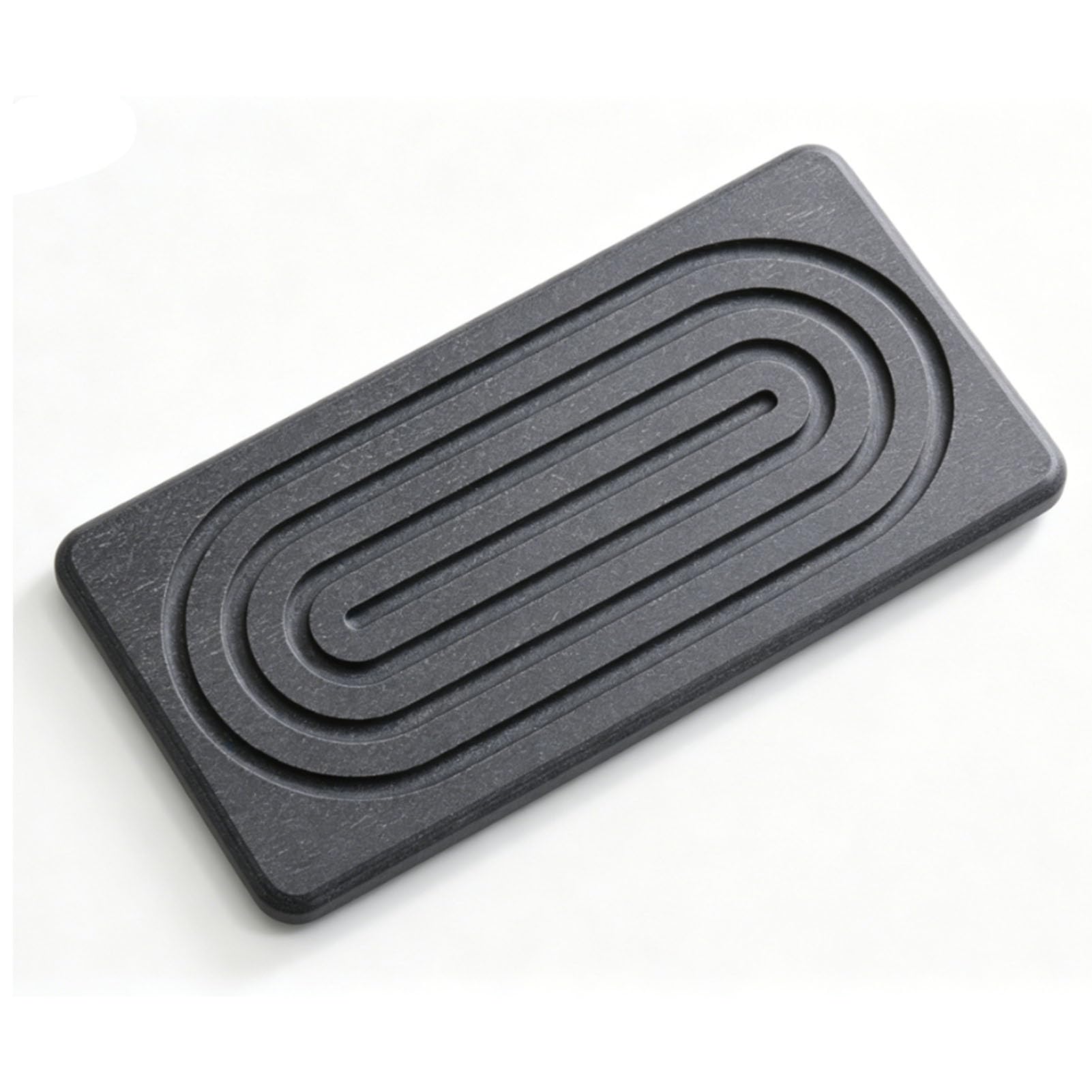 Bandeja de secado de piedra absorbente de agua con pies de goma antideslizantes, gris oscuro