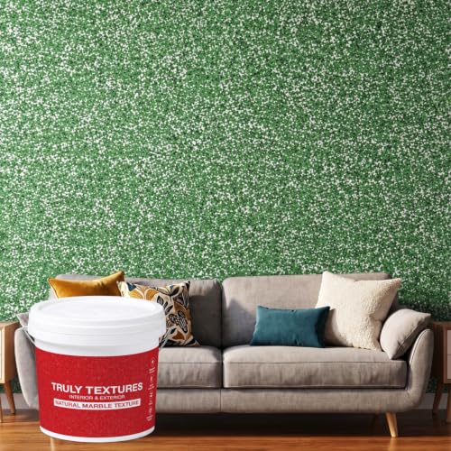 Image of Marble Texture Paint, 3D Designer Stone and Granite Luxury Finish, Washable Water Resistant Acrylic Emulsion, Interior Exterior Ready to use (Emerald Quartz)
