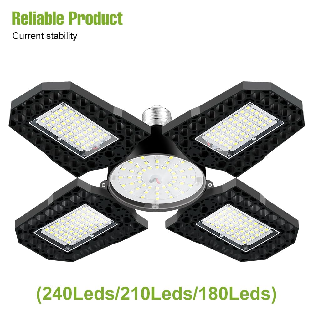 100W LED Deformable Garage Lights 100-277V Adjustable Panels Foldable Warehouse Lamps 110V Commercial High Bay Ceiling lamp E26 — view 2