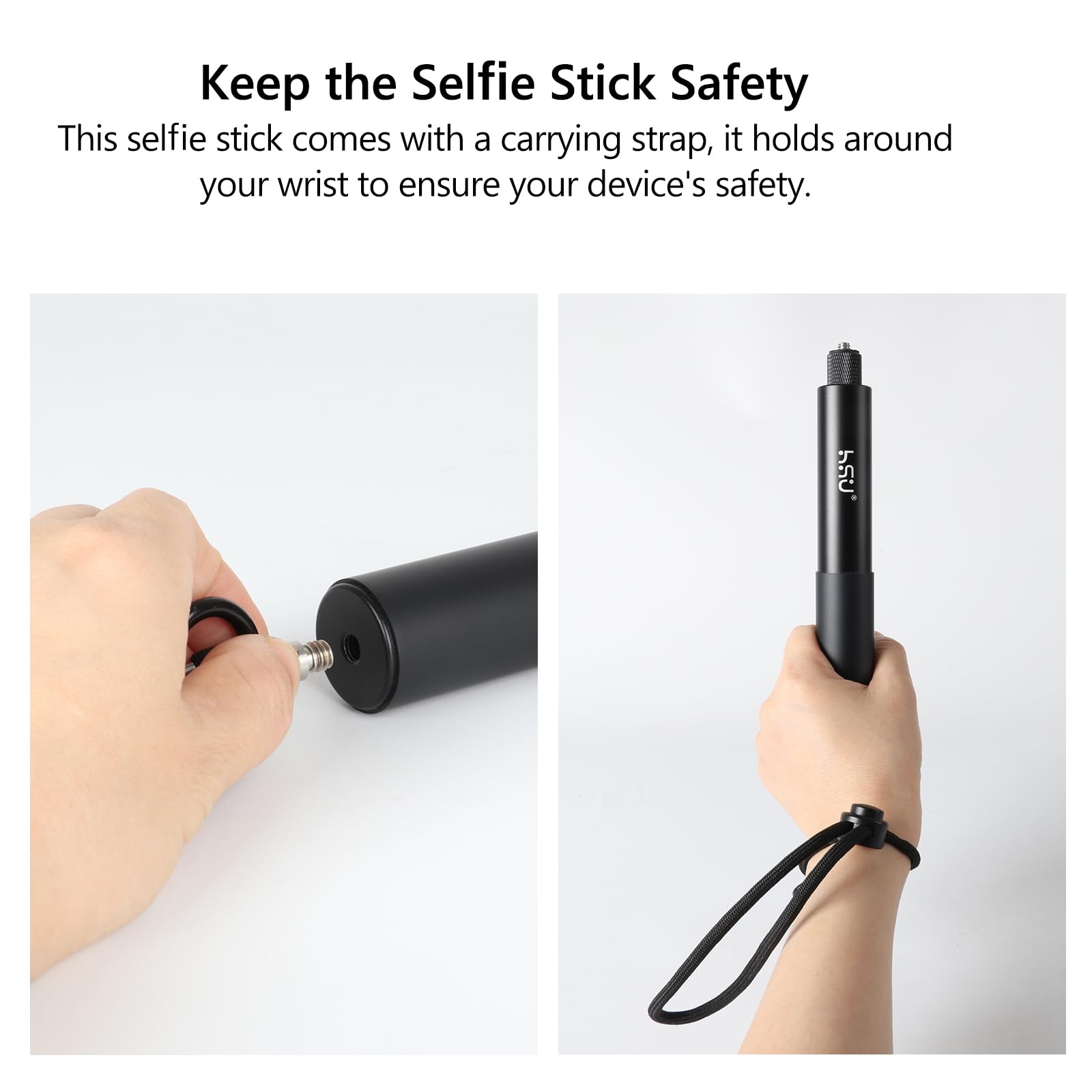 HSU Niewidoczny kij do selfie 150 cm do kamery Insta 360, wysuwany drążek ręczny do kamer Go Pro i Osmo (pasek w zestawie)