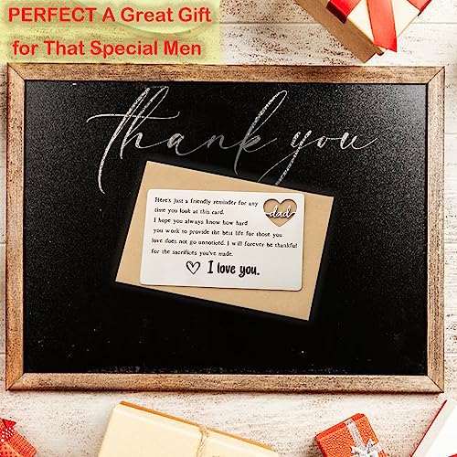 Image of Thank You Dad Engraved Wallet Card Inserts, Wallet Card Gifts for My Dad from Daughter Son, Birthday Father's Day Thanksgiving Christmas Gift for Daddy Papa