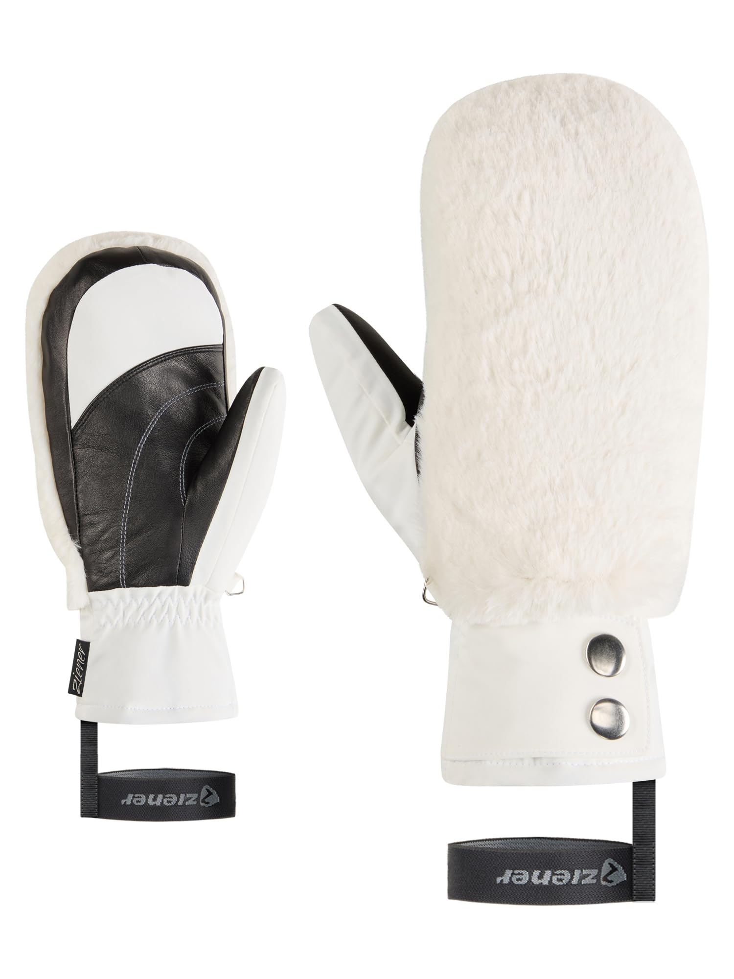 Ziener Damen Katniss-Z Ski-Fäustling/Wintersport | Thermoshield, Lederinnenhand, Kunstfell, White, M