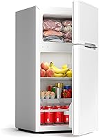 Vista 11 de COWSAR Refrigerador de dormitorio de 2.5 pies cúbicos con congelador, refrigerador compacto de doble puerta reversible con 2 estantes extraíbles
