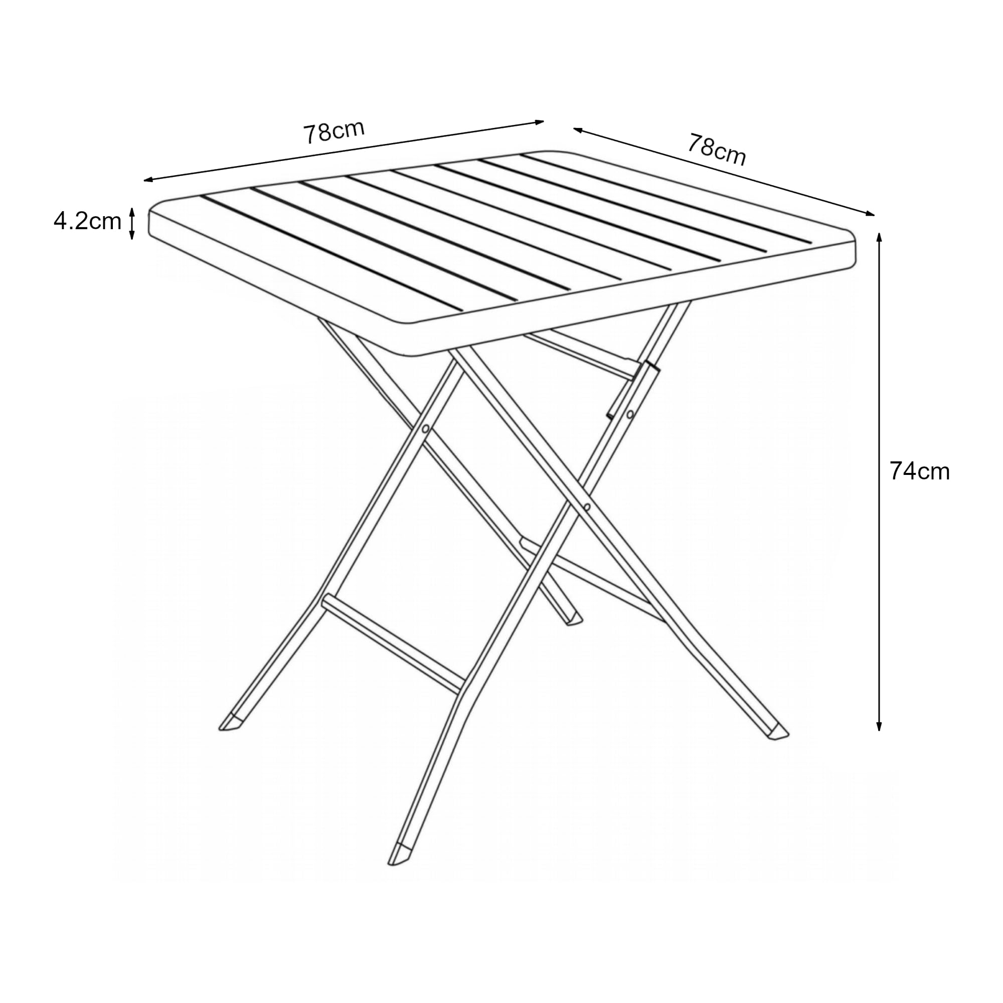 [en.casa] pro.tec składany stół piknikowy Camping przenośny stół do użytku na zewnątrz metalowa rama i blat plastikowy stół 78 x 78 x 74 cm brązowy efekt drewna