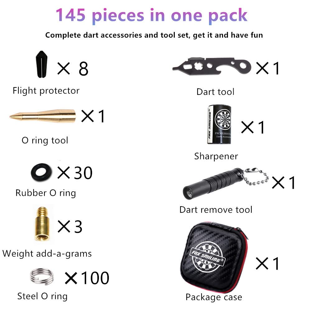 Dart Shafts DIMBOI Accessory Kit For Soft Tip And Steel Tip Darts With O Ring, Sharpener, Wrench, Point Remover, Flight Hole Punch Tool, And Accessories Set Heavy Steel Tip Darts