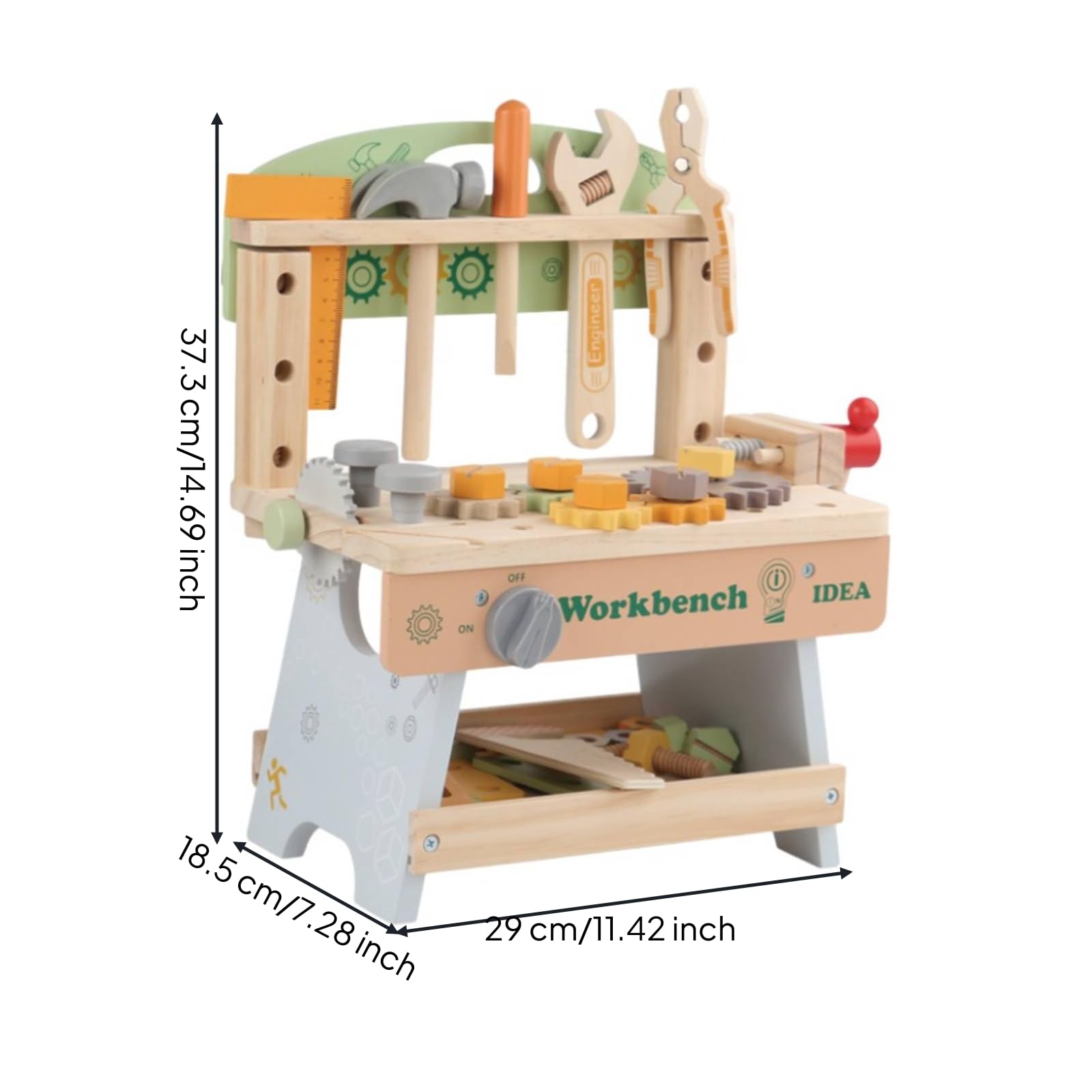 Banco da Lavoro Giocattolo Creativo Banco da Lavoro in Legno Sicuro Gioco per Bambini, Spazio Giochi