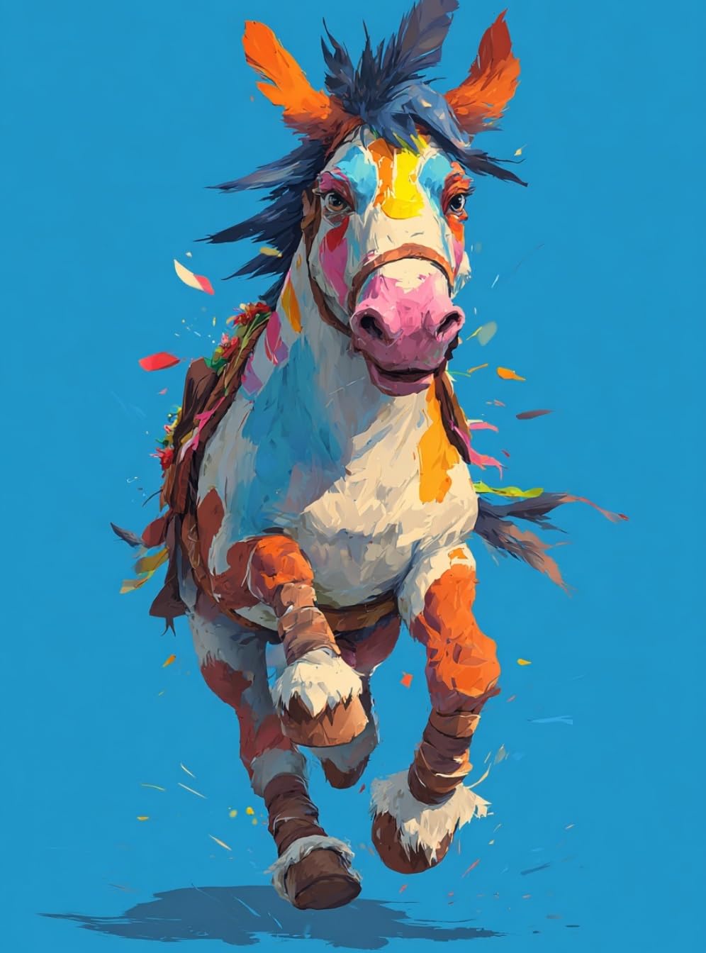 WANGWANGMIAO Paint by Number for Adults Colorful Running Horses,Painting by Numbers Kits for Beginners,Colorful Oil Paints Craft Art for Home Wall Decor Gift 20X16Inch，with Frame
