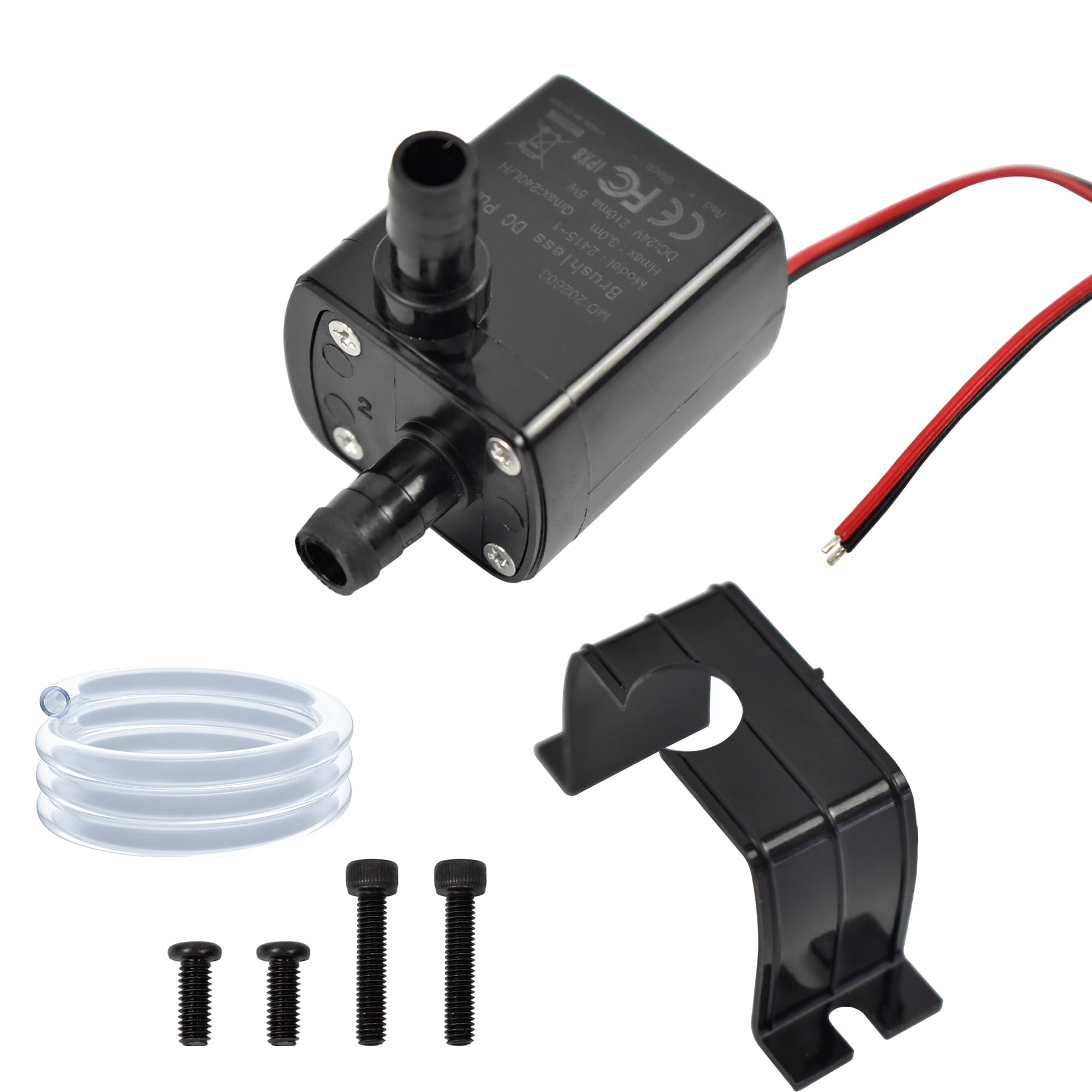 CONQUERALL 24V DC Brushless Solar Fountain Pump 63GPH 9.8ft 5W with 3.3ft Tube for Hydroponic and Nutrient Solution Circulation
