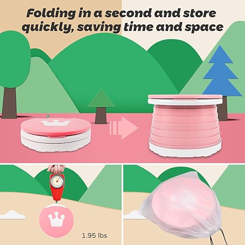 Miniatura 4 de Silla portátil para ir al baño Inodoro plegable de entrenamiento para niños pequeños, bebés, niños, asiento de orinal de viaje para interiores y