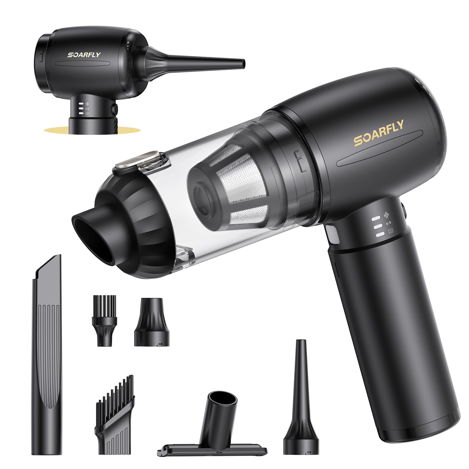 Handheld Vacuum Cleaner, 25000Pa Brushless Motor Car Vacuum Cleaner Cordless, 4-in-1 Rechargeable Mini Hoover with One-Touch Cleaning, Portable Air Duster for Home Car Office Pet Hair