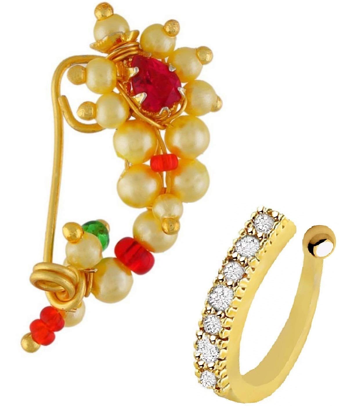 VAMA FASHION Marathi Maharashtrian nosepins ring stud without piercing Banu