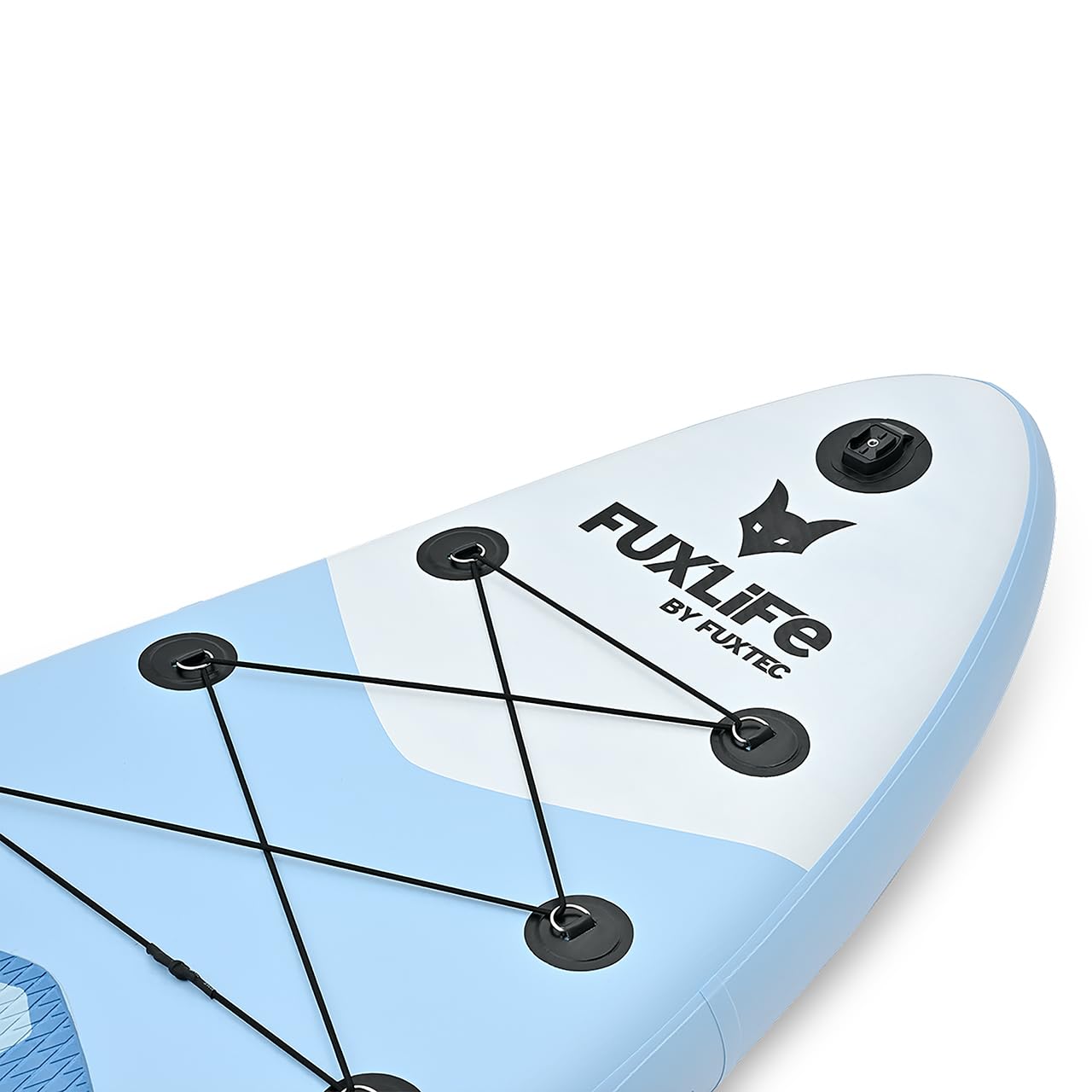 FUXLIFE Deska SUP FX-SUP320D1 niebieska nadmuchiwana - wioslo stojace dla doroslych - 320 x 81 x 15 cm - obciazenie do 150 kg - z pompka, torba, wioslem i 3 pletwami w zestawie