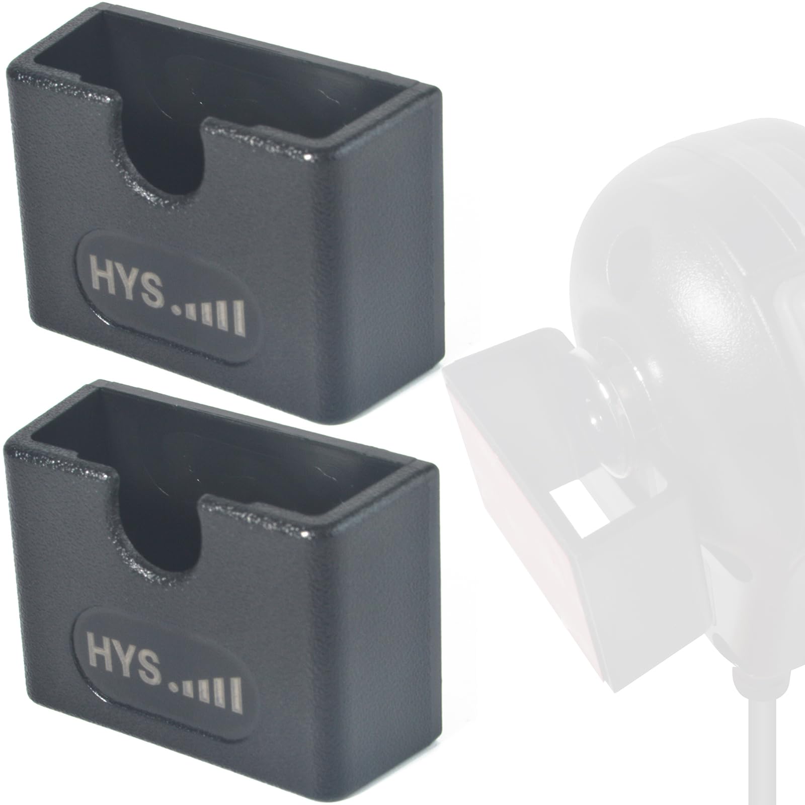 HYS PU Car Mount Kit with Adhesive Back for Mobile CB, VHF & UHF Radios Shoulder Speaker Mic, Handheld Radio Mic Bracket with Hand Mic Holder and Base, VHF Marine Radio Mic Holder Mount (Black-2pcs)