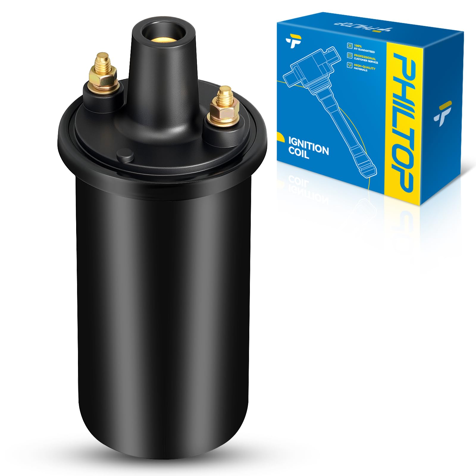 PHILTOP UC15 Ignition Coil Pack Fit for Volkswagen Beetle, Super Beetle | Volkswagen 1951-1953 1965 1967-1979 Beetle, 1971-1979 Super Beetle, MG 1962-1974 MGB, 1964-1974 Karmann Ghia
