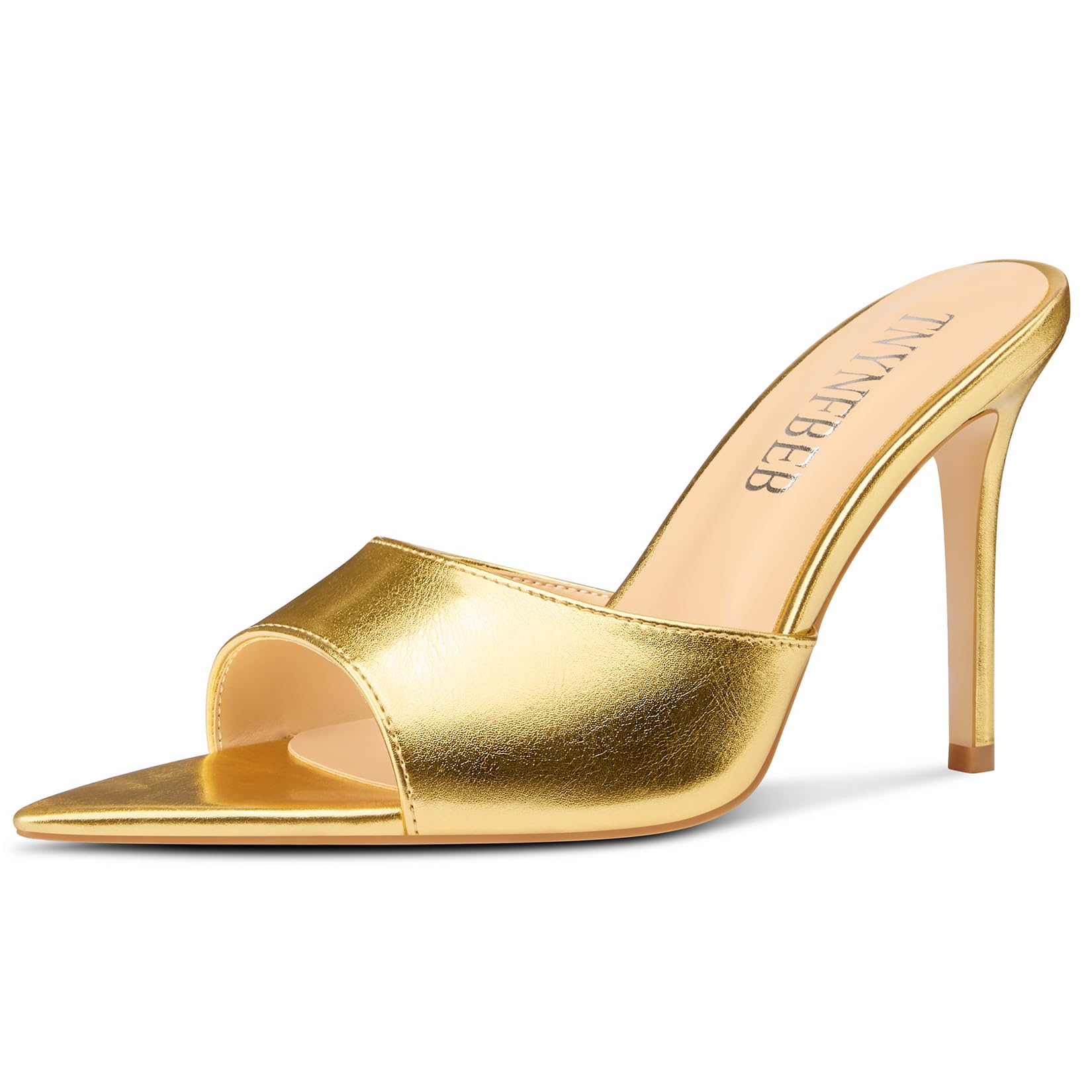 TNYNFBEB Womens Stiletto High Heel Pointed Open Toe Sandals Mules Shoes Slingback Slip-on Prom Party Dress Summer 3.9 Inches Heels