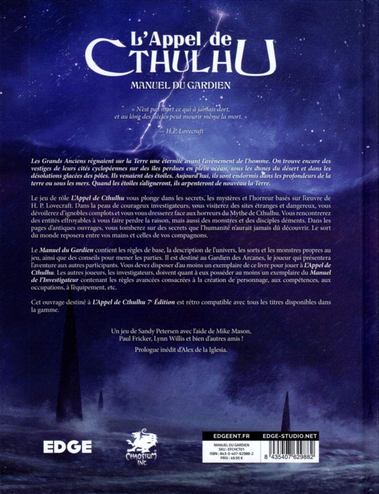 Edge Entertainment Jeu de rôles Asmodee l'appel de Cthulhu Manuel du Gardien