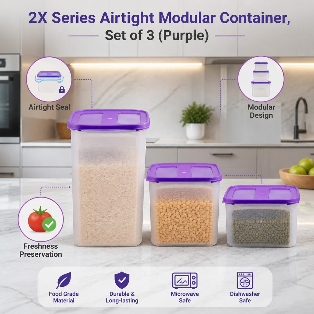 Cutting EDGE Airtight Container Set - 3 Piece Purple -3