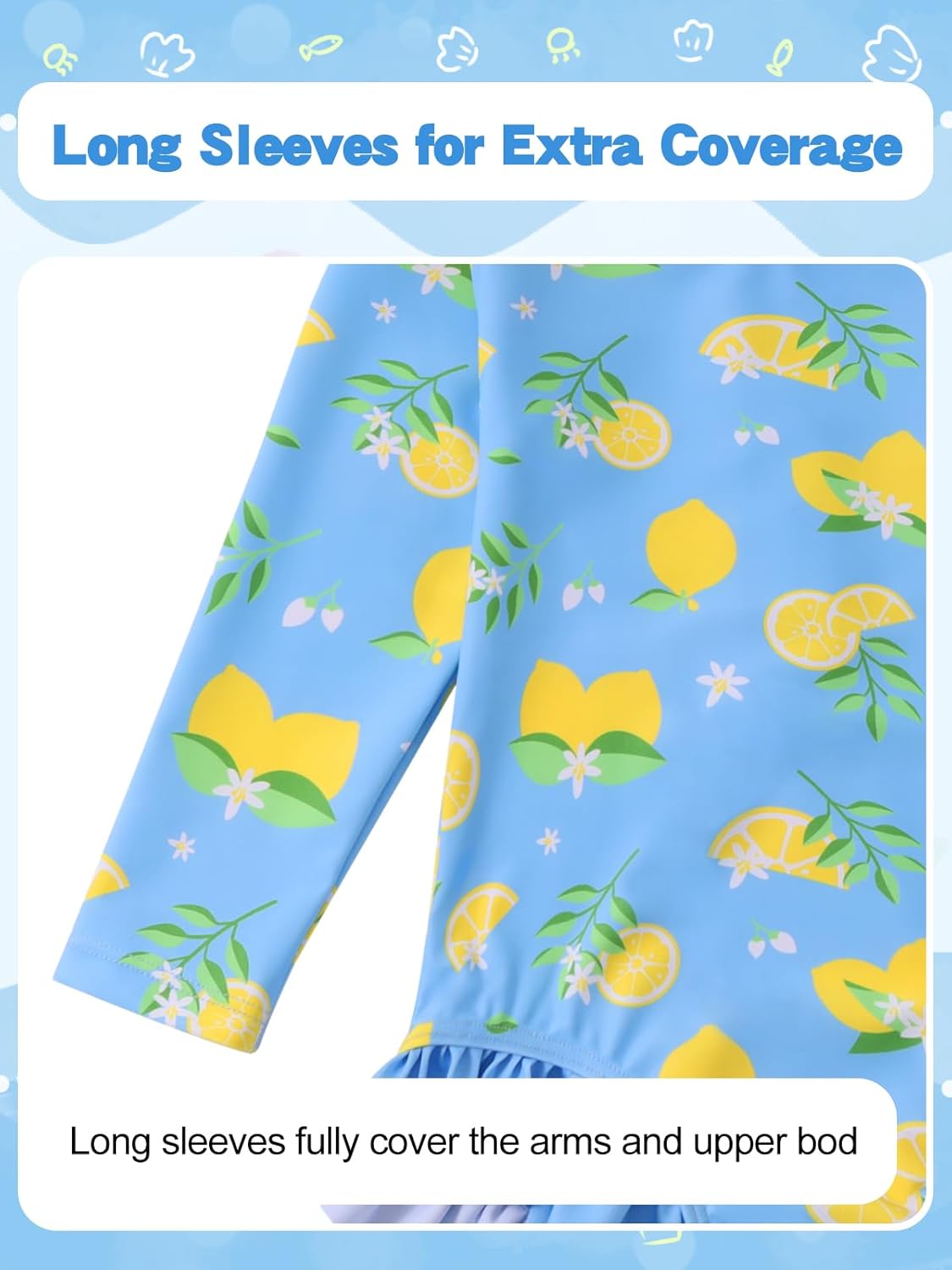 Valcatch Toddler Girls Swimsuit UPF 50+ Long Sleeve Rash Guard One Piece with Ruffle Zipper Baby Bathing Suit for Beach Pool - Image 4