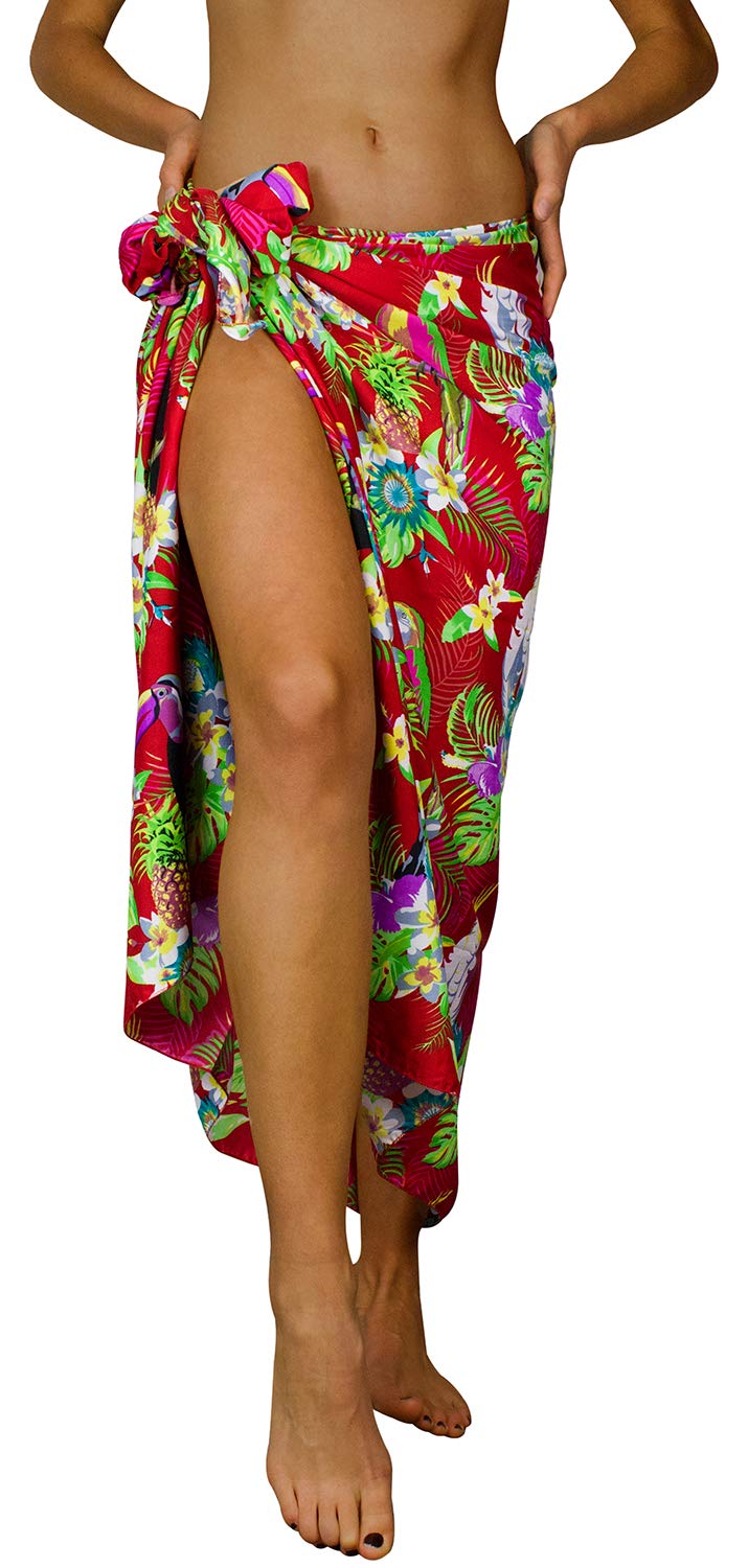 King Kameha Hawaii Sarong Pareo Beach Wickel Damen Funky Casual Bikini Cover Up Strandkleid Badeanzug Papagei Kakadu Print