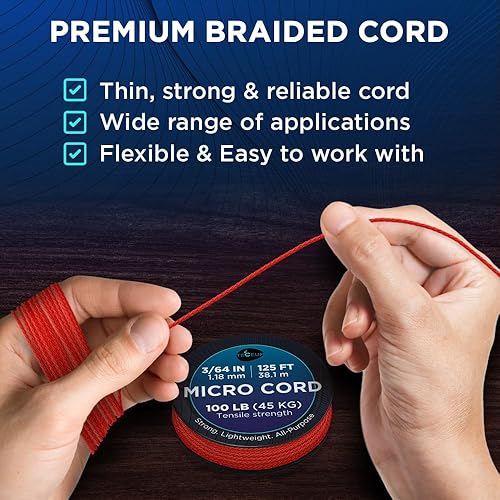 Miniatura 17 de TECEUM Micro Paracord – 0.046 in x 125 pies – Micro cable de utilidad – Cuerda de paracaídas trenzada fina – Lo mejor para manualidades, proyectos
