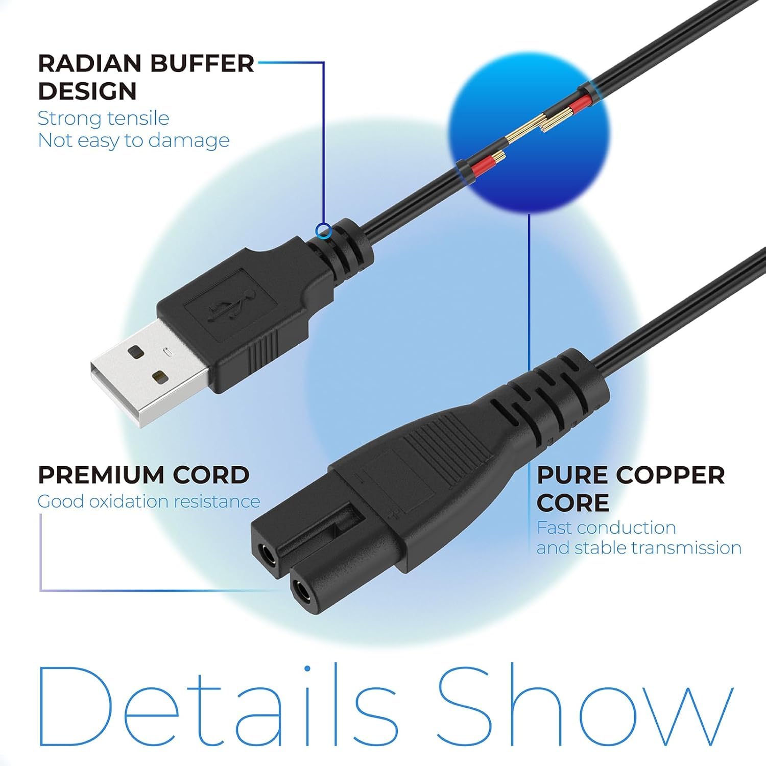 Cable USB de carga al vacío HeadSeal - Compatible con los modelos Intex 28620, 28620AV, 28620CC, 28620NP, 28626, 28626AD, 28626AE, 28626AH, 28626AI, 28626AJ, 28626AV - Cable de repuesto duradero