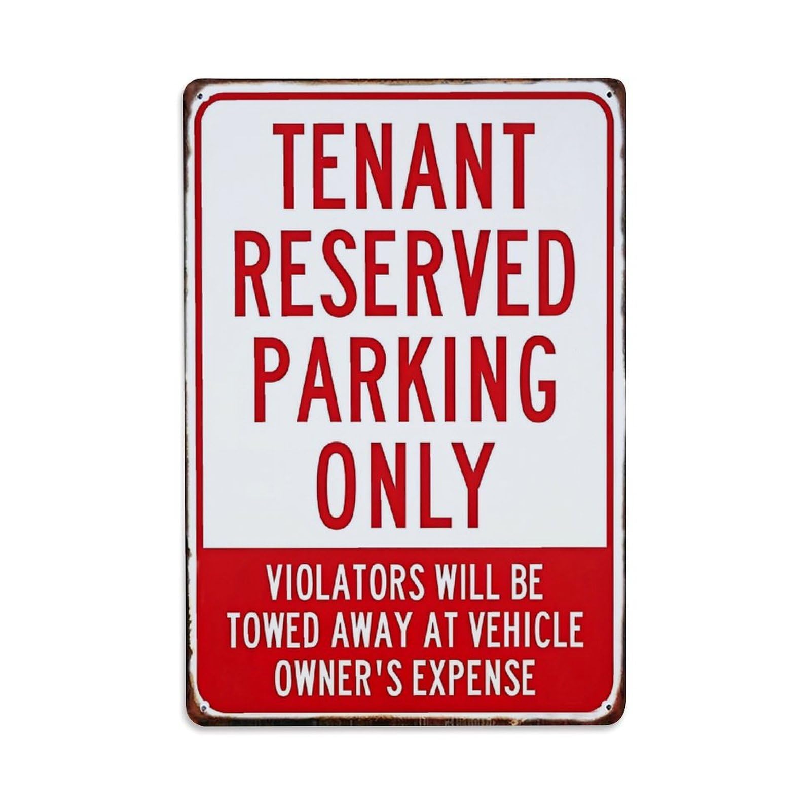Jdfenggu Vintage Tenant Reserved Parking Only Sign Retro Metal Tin Sign, Metal Poster For Bar, Home, Man Cave, Kitchen, Laundry Room Art Decor 8X12 Inch