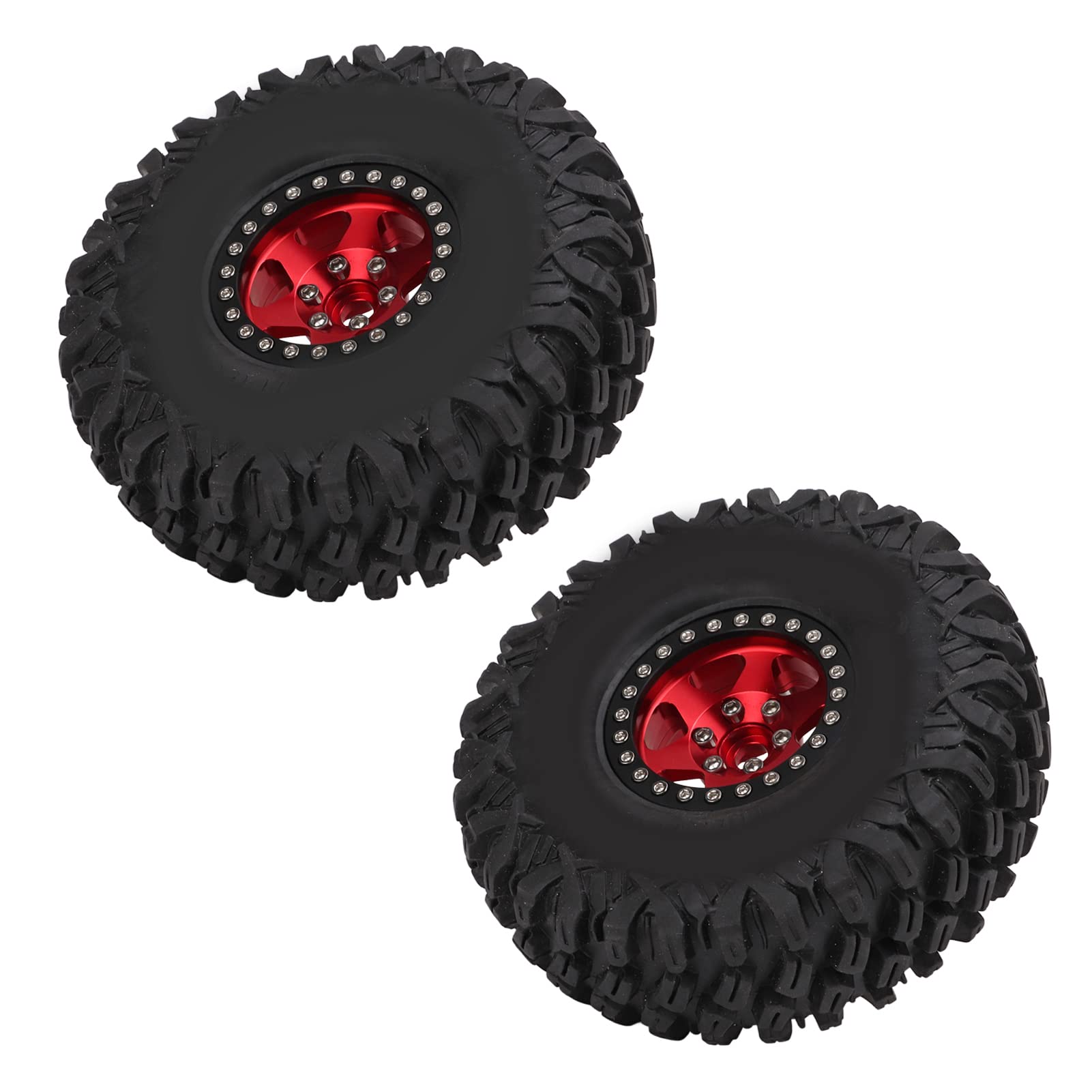 EMUKOEP Neumático de Plástico de Alta Resistencia Al Desgaste, 1,9 Pulgadas y 120mm para Coche Teledirigido 1/10, Excelente Agarre y Durabilidad, 2 Unidades por Juego (Rojo Negro)