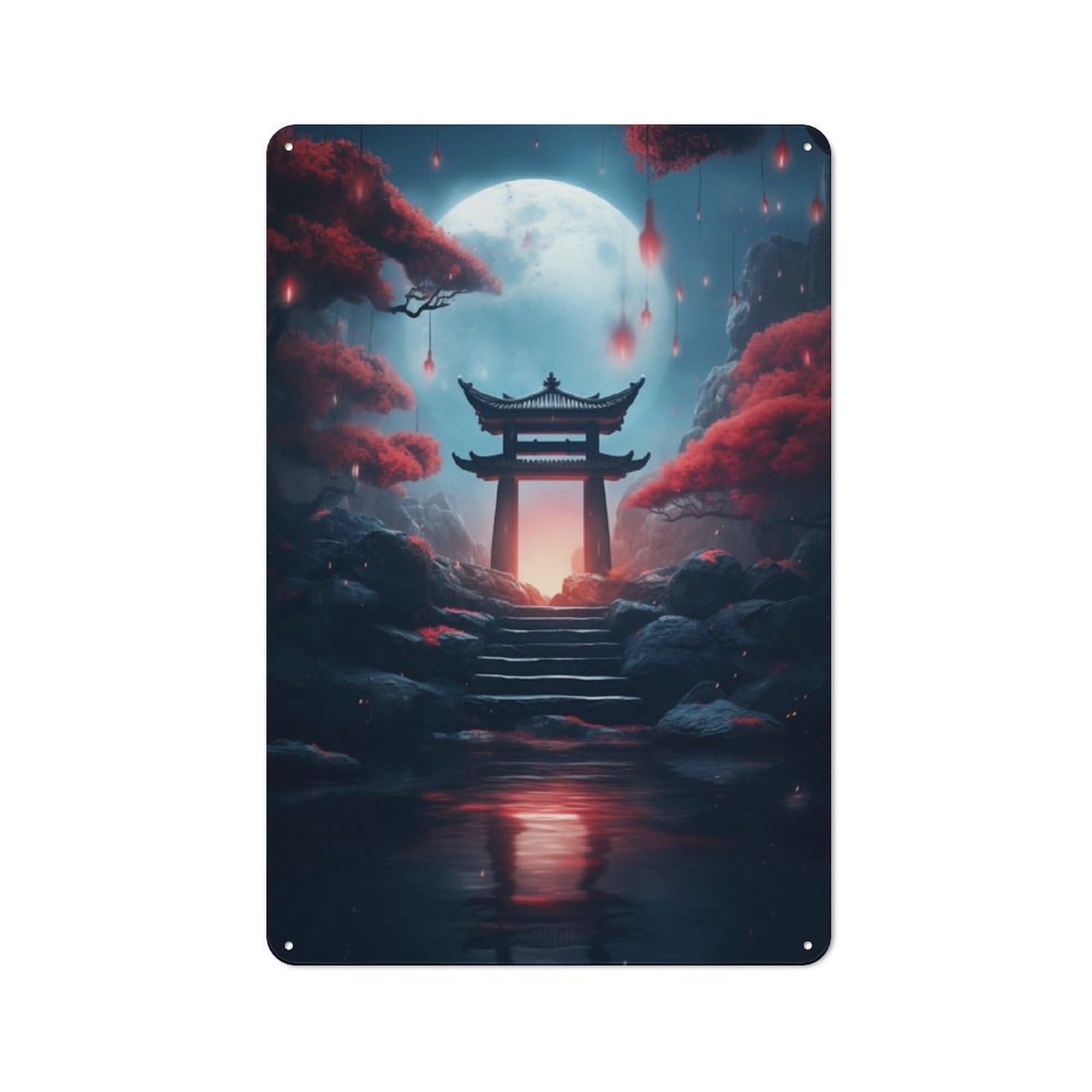Junmoney Fantasy Japan Torri Gate For Hobby Room Or Studio, Rustic Metal Sign 30X20cm, For Creative Interior Collectors Refreshing A Room In Autumn
