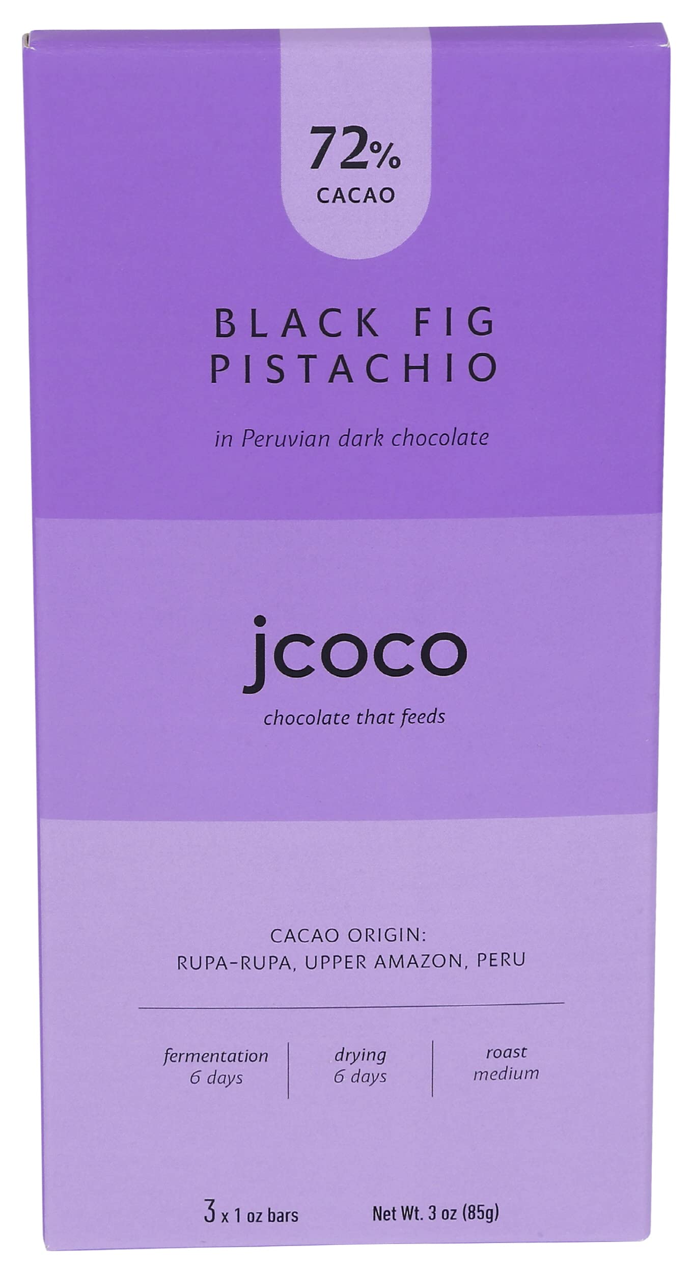 Jcoco Black Fig Pistachio Dark Chocolate Bar, 3 Ounce