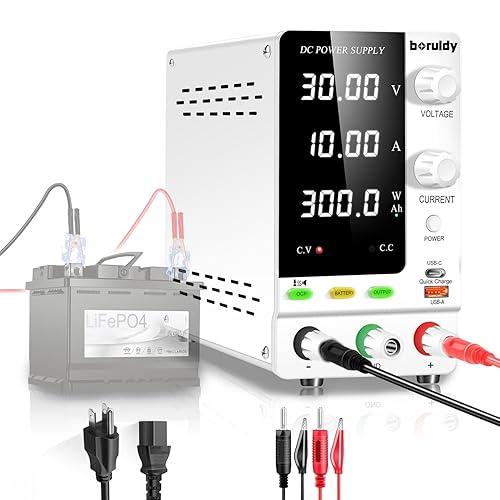 Fuente de alimentación de CC variable 30V 10A, codificador de 300 W ajustable 1V  24 V LiFePO4 iones de litio etc. Cargador de batería Banco de