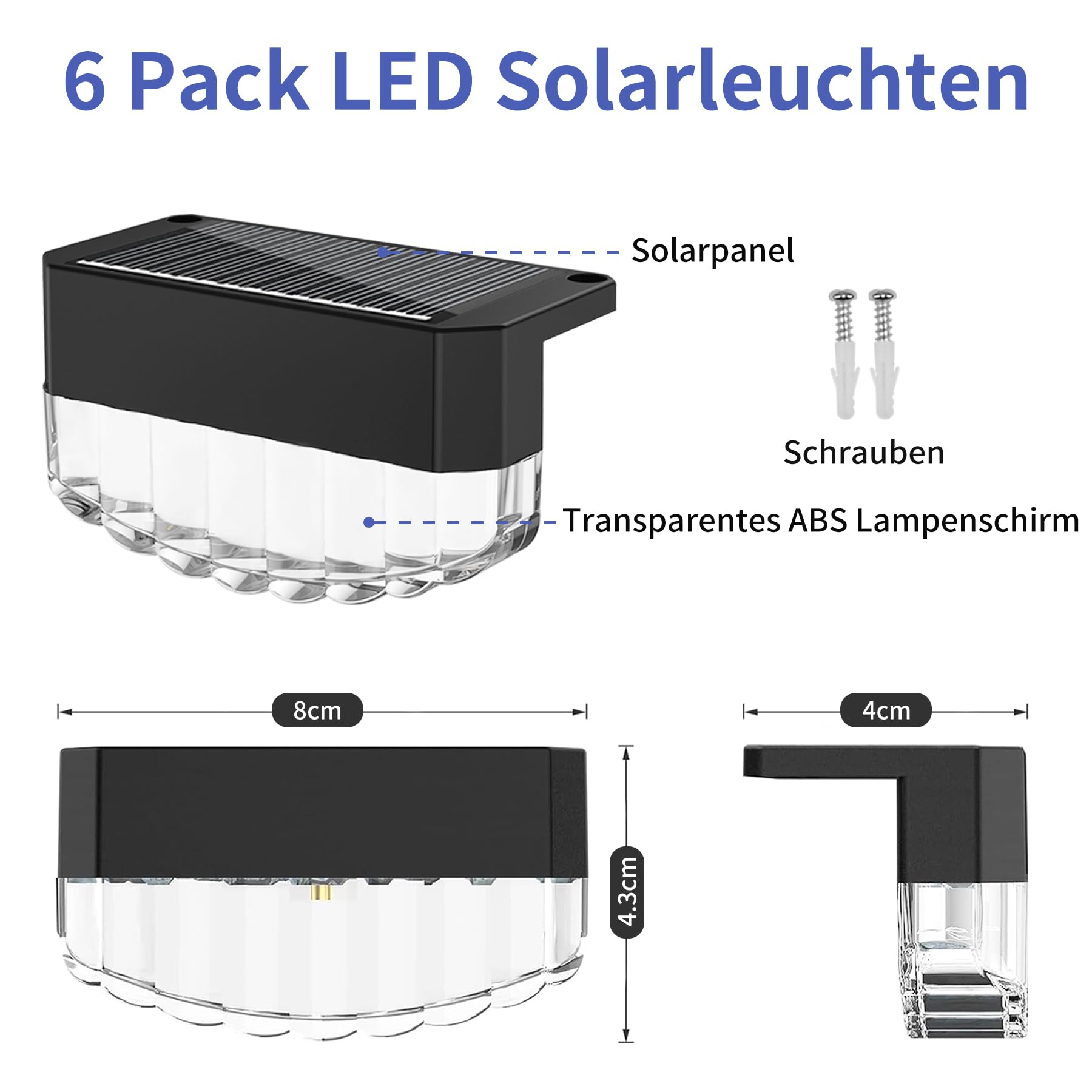 Sylvwin Luci solari da giardino a LED, lampade solari per giardino esterno, confezione da 10 luci solari da giardino bianco caldo, luci solari da giardino (6 PCS Solari a LED) - 2