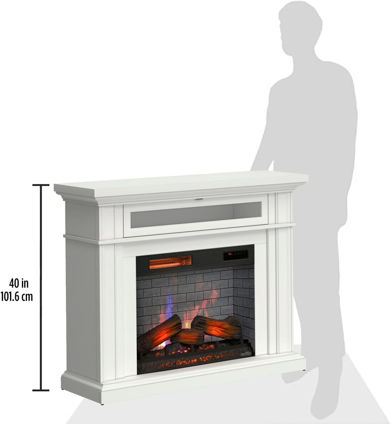 duraflame® Electric Fireplace Wall Mantel with Infrared Heater and Remote Control, Bright White