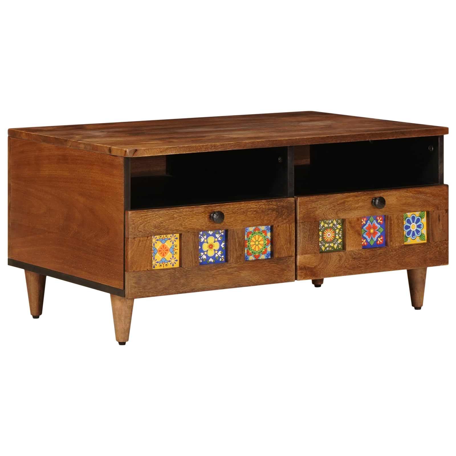 Mueble TV de madera mango macizo 70 x 33 x 46 cm con almacenamiento