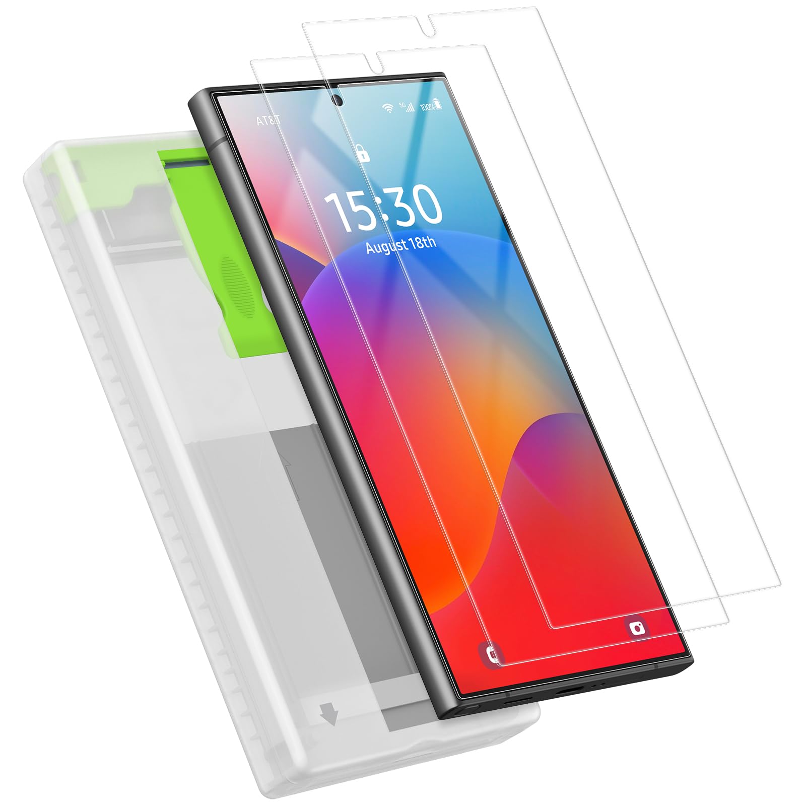 2 Pack for Samsung Galaxy S24 Ultra 6.8" Screen Protector-PET Film [Not Glass] Auto-Alignment Kit, Anti-Glare, Anti-Fingerprint, Easy Installation, Case Friendly Film