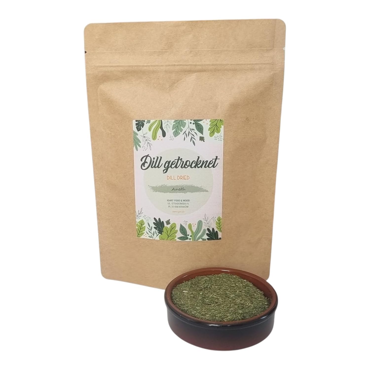 IGART FOOD&WOOD Dill getrocknet, Aromatische Kräuter für Gerichte, Dill Dried, Natur getrockneter Dill, Ohne Zusätze, Ideal für Suppen, Salate und Saucen, 1KG