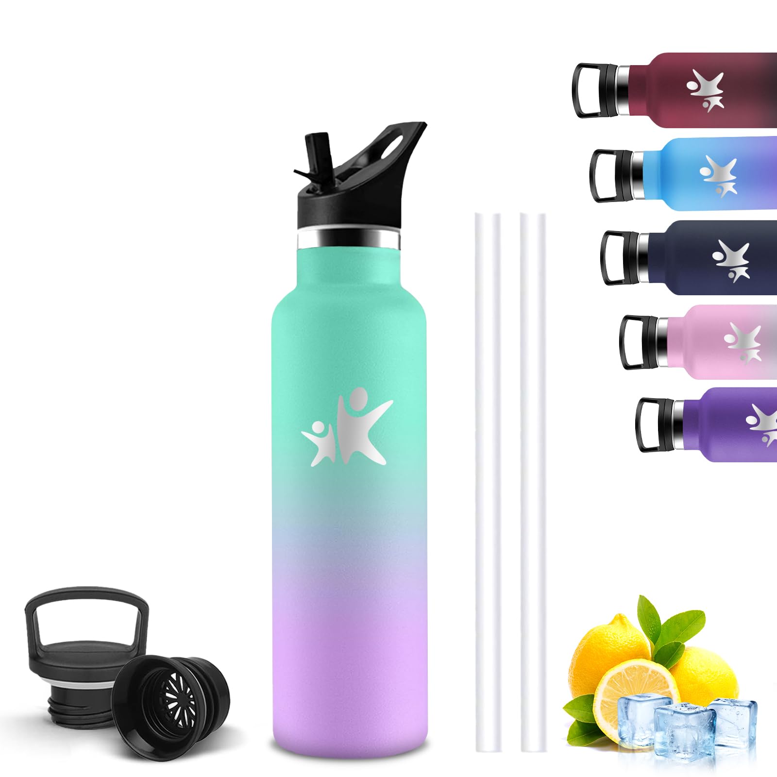 Water Bottle - 0.75 Litre - Insulated Water Bottle, BPA Free, Water Bottles with Straw, Leakless, Thermal Bottle, Stainless Steel Water Bottles, Doble Aislamiento, Water Bottles for Basketball