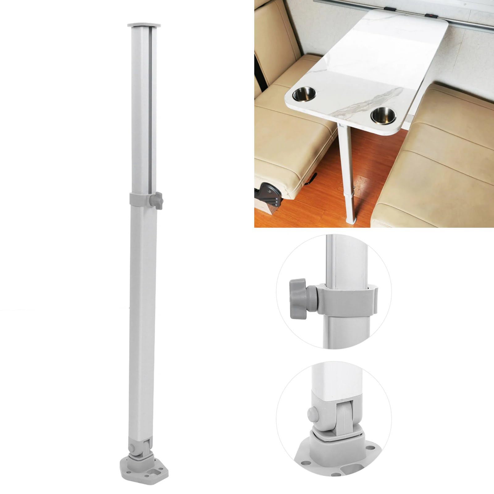 Pied de table pliable réglable pour caravane, bateau, couverture familiale, camping-car et camping-car