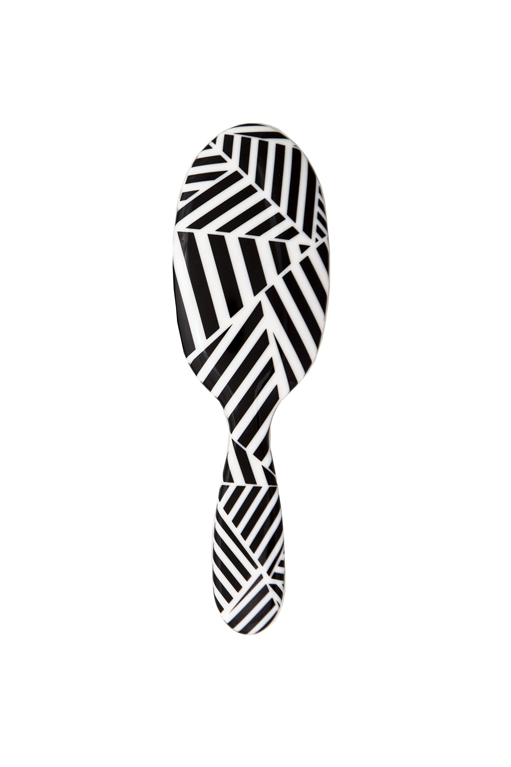 Rock & Ruddle Spazzola per capelli naturale in pura setola per donne e bambini (grande, 21 cm), capelli bagnati o asciutti, districante lisciante, prodotta nel Regno Unito, motivo cunei bianchi e neri