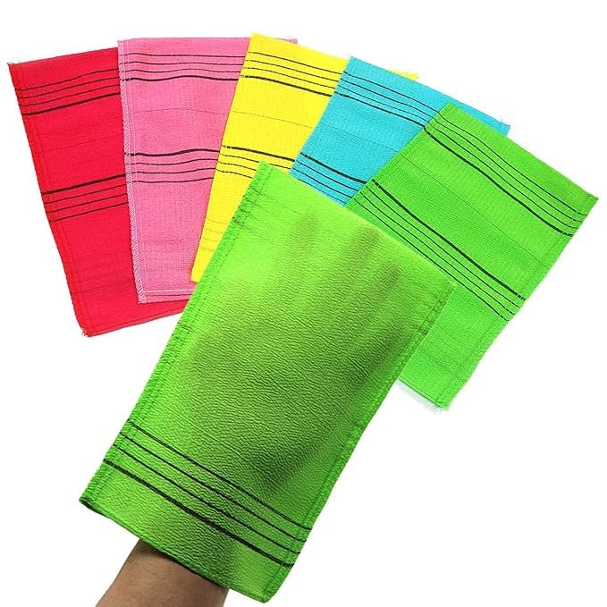 Red Square Korean Exfoliating Mitt Exfoliating Glove Italy Towel Body Skin Scrubber Exfoliating Scrubber for Remove Dead Skin (5pc)-image-20