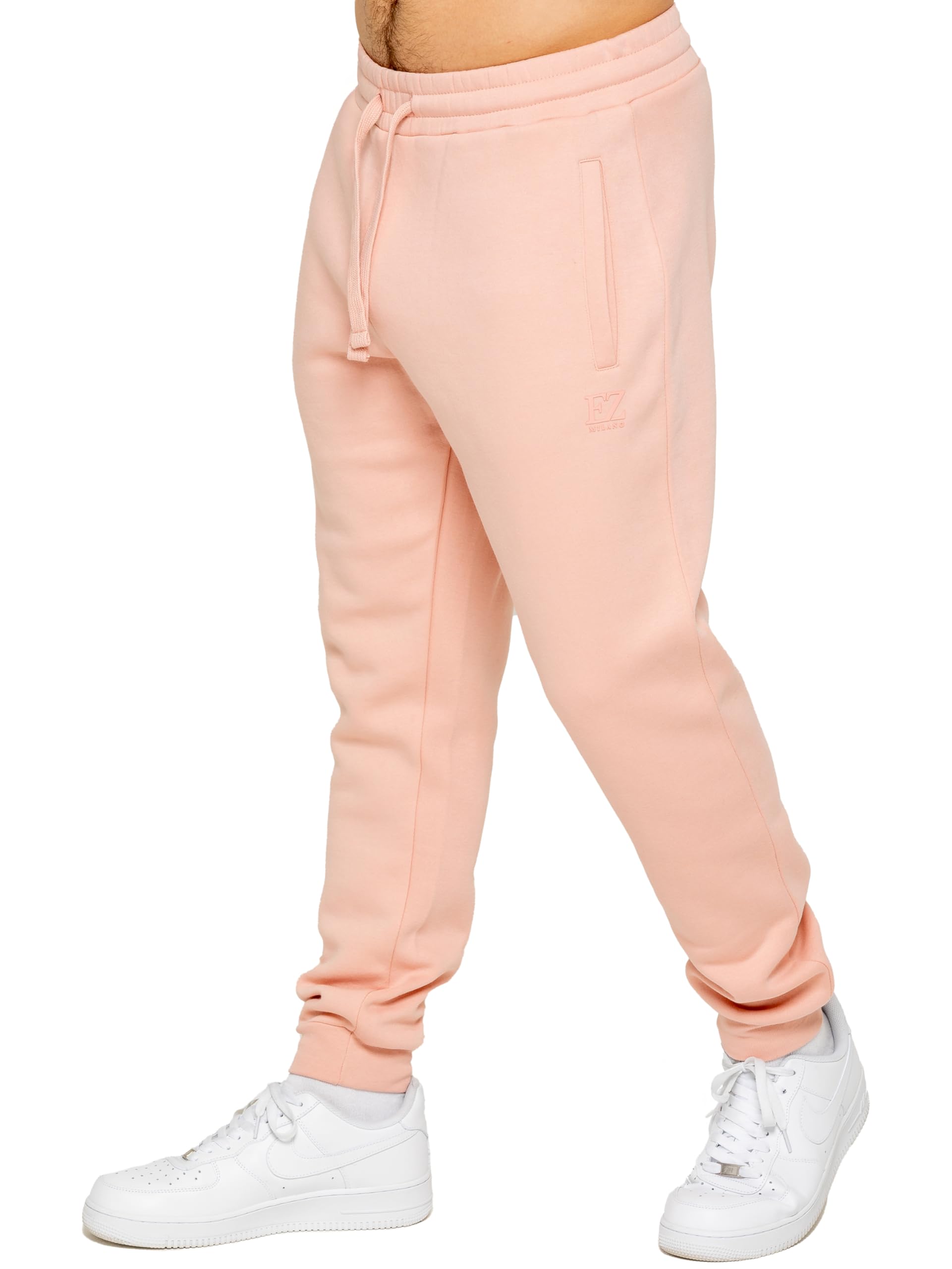 989Zé ENZO Mens Joggers Fleece Lined Soft Warm Sweatpants Tracksuit Bottoms Casual Trousers (UK, Alpha, L, Regular, Regular, Dusty Pink)