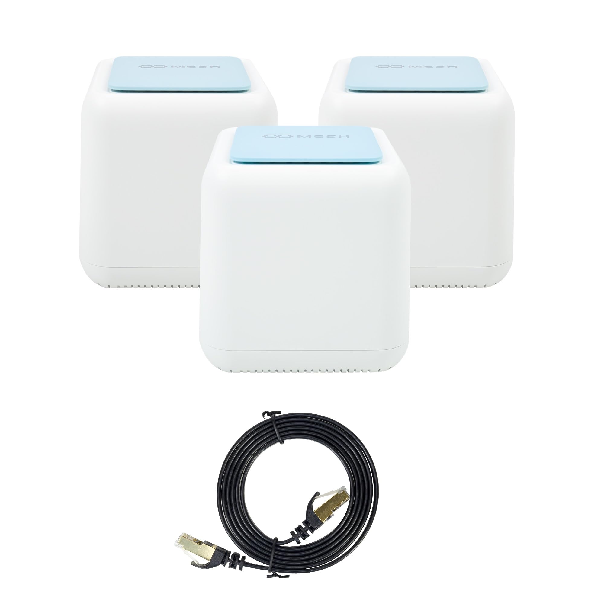 PNI GB1200 - Kit di sistema Wi-Fi Gigabit Mesh e cavo di rete piatto CAT7 S/STP 1bc PNI U7015B da 1,5 m
